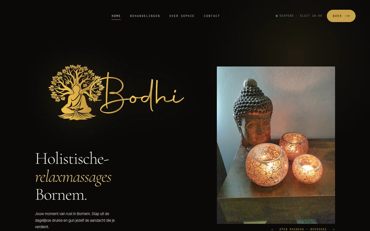 Bodhi website op desktop