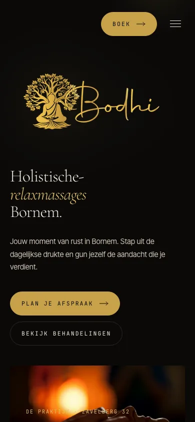 Bodhi website op mobiel