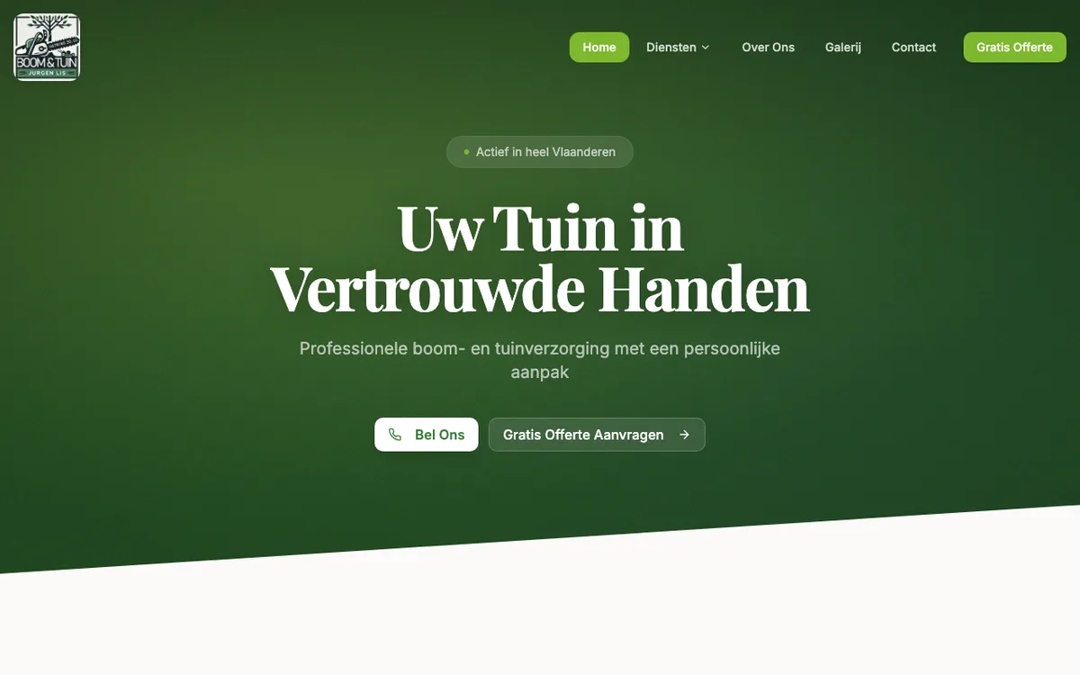 Boom en Tuinen Lis website op desktop