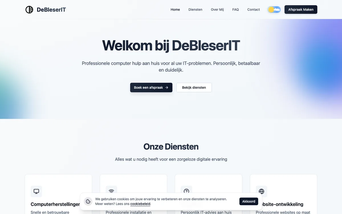 DeBleserIT website op desktop